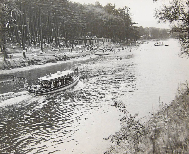 Picture of Andrew Carnegie's boat, the Sheila, on Pontoosuc Lake.