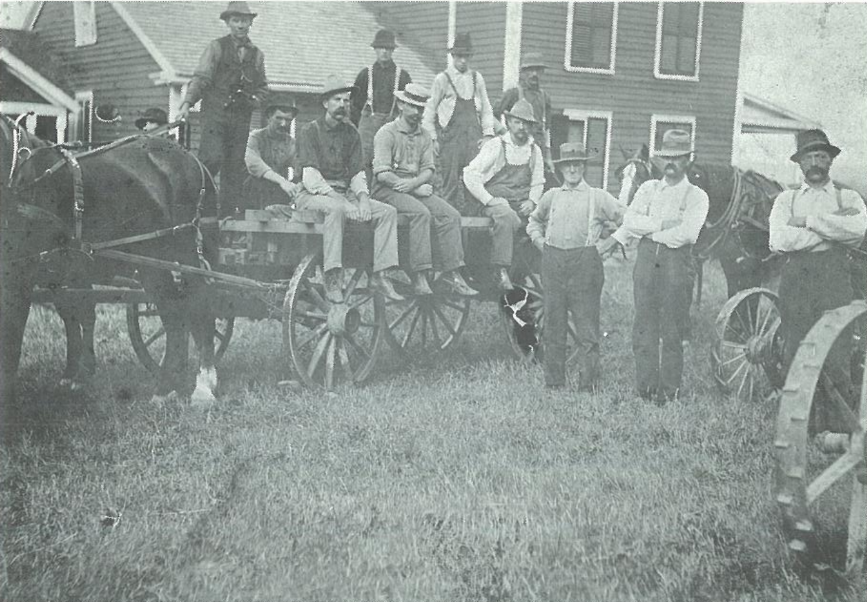 Picture of men getting ready to go to work at William C. Whitney's October Mountain estate.